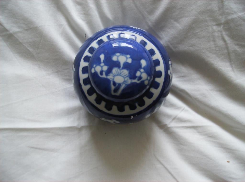 GEMBERPOT, VINTAGE, BLAUW/WIT, IN PRIMA STAAT, Ophalen of Verzenden