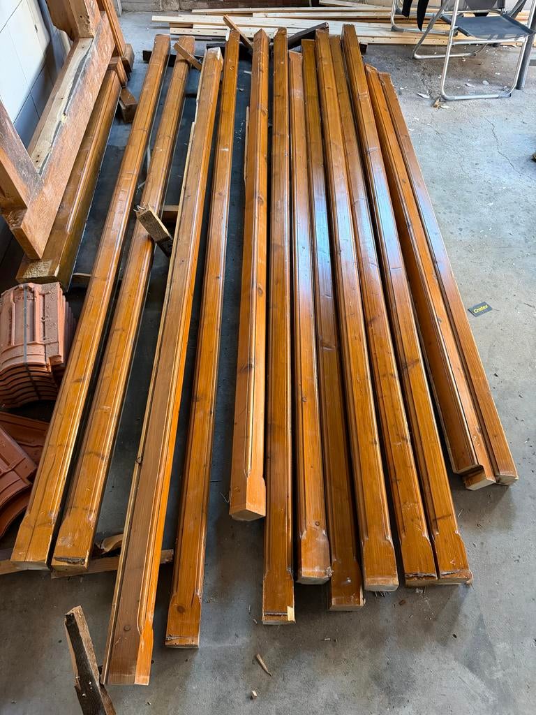 13 Massieve eiken balken voor plafond of decoratie, Doe-het-zelf en Verbouw, Hout en Planken, Ophalen, Gebruikt, Eiken, Balk