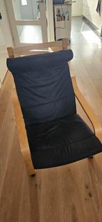 IKEA Poäng stoel met zwart kussen, Huis en Inrichting, Ophalen, Gebruikt, Zwart, Stof