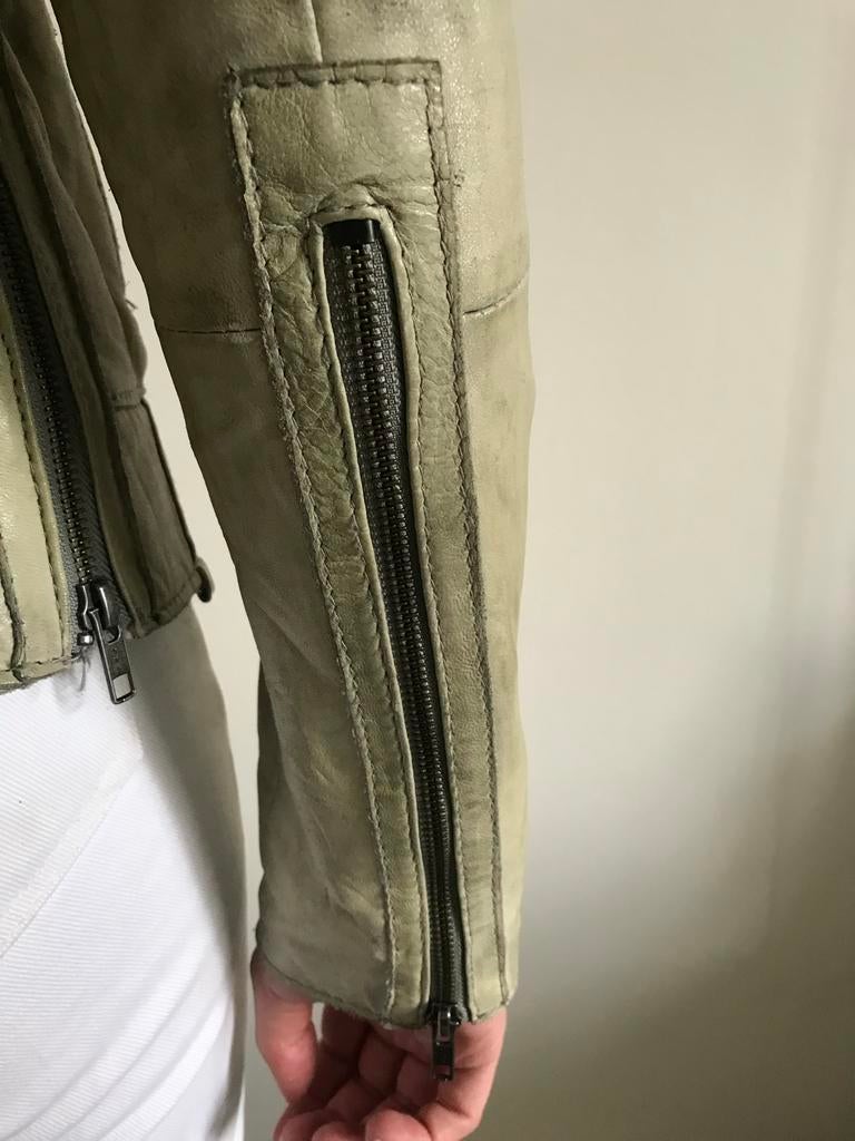 Goosecraft leren zomer jas olijfgroen L, Ophalen of Verzenden, Zo goed als nieuw, Maat 38/40 (M), Groen