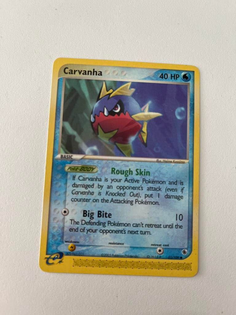 Pokémon Kaart Carvanha (EX Ruby & Sapphire 41/109), Ophalen of Verzenden, Zo goed als nieuw, Losse kaart