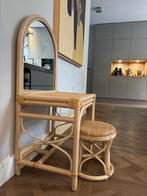 Rotan kaptafel met spiegel en krukje voor kinderkamer, Ophalen, Overige materialen, 100 tot 150 cm, 50 tot 100 cm