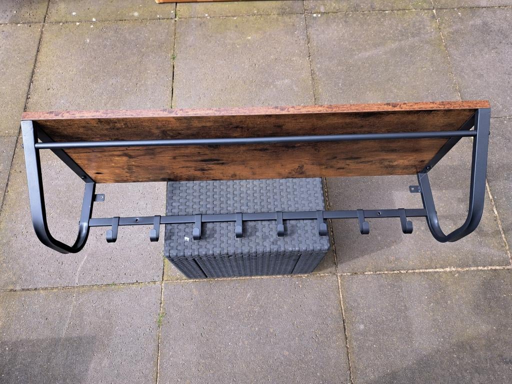 Kapstok mangohout met zwart staal 90 x 30 cm, Huis en Inrichting, Woonaccessoires | Kapstokken, Ophalen of Verzenden