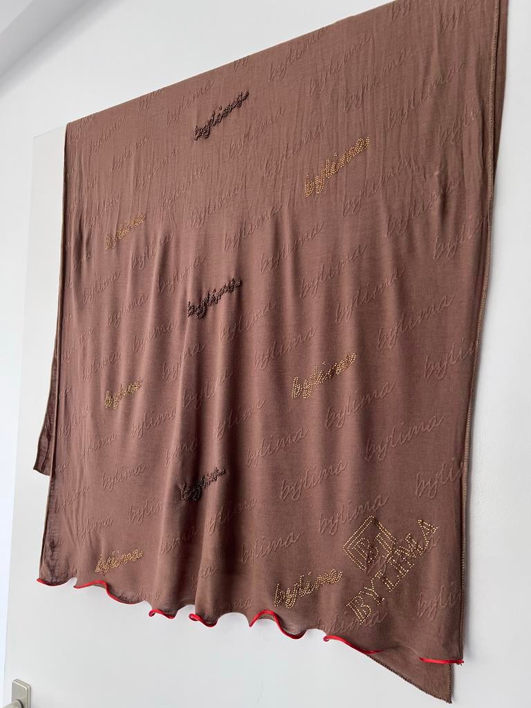 SIGNATURE SCARF 'Light Brown' BYLIMA, Ophalen of Verzenden, Zo goed als nieuw
