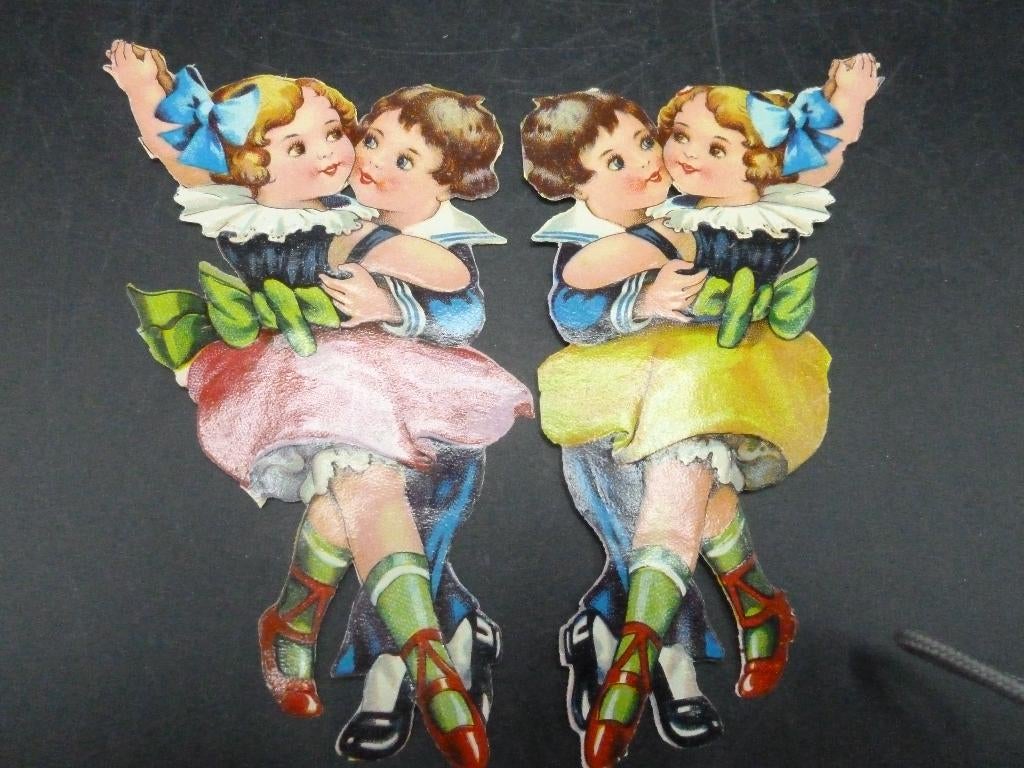 2 vintage poëzieplaatjes dansende paartjes, Ophalen of Verzenden