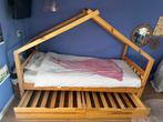 Kinderbed 90x200cm Natuur met bedlade/ logeermogelijkheden, Ophalen, 85 tot 100 cm, Zo goed als nieuw, Lattenbodem