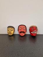 Set van 3 Authentieke Balinese Houten Maskers – Handgemaakt, Ophalen of Verzenden