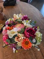 Tafelstuk zijden bloemen koperkleurige vaas z.g.a.n., Ophalen of Verzenden