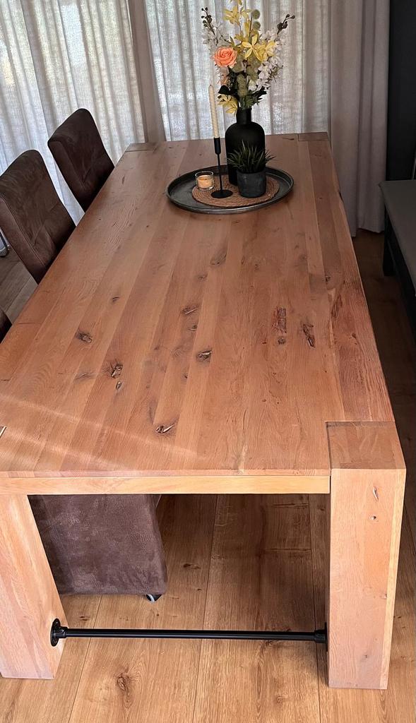 Houten eettafel, Huis en Inrichting, Tafels | Eettafels, Ophalen, Gebruikt, 100 tot 150 cm, 200 cm of meer