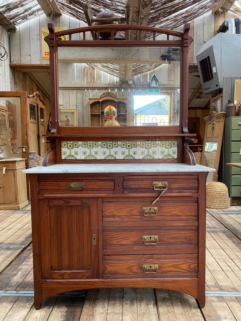 Franse Art Deco kast badkamermeubel marmer, Ophalen