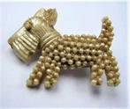 Prachtige Art Deco broche Foxterriër Celluloid Parelmoer, Ophalen, Overige materialen, Broche
