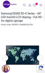 Samsung Beeldscherm 65” + muurbevestiging, Ophalen, 60 Hz of minder, DVI, LED