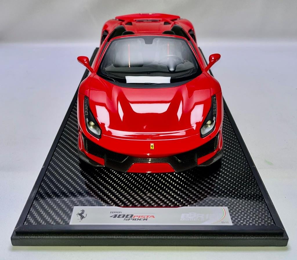 Ferrari 488 Pista Spider Rood 1:12 BBR1225B1 van BBR, Ophalen of Verzenden, Nieuw, 1:9 t/m 1:12, Auto
