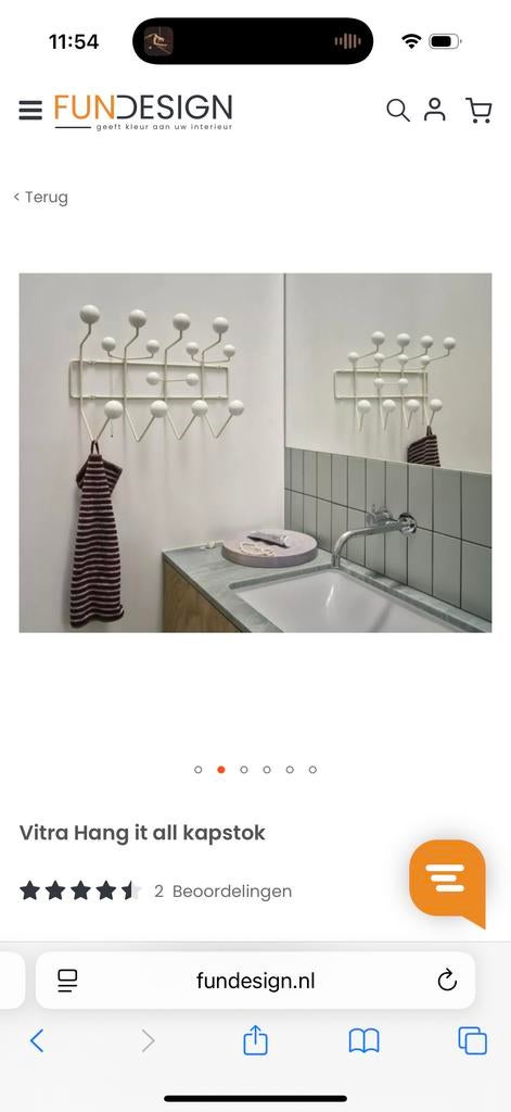 2x Vitra Hang it all kapstok - Wit te koop!!, Wandkapstok, Ophalen of Verzenden, Zo goed als nieuw, Minder dan 100 cm