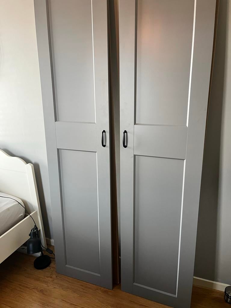 Grijze binnendeuren - IKEA Grimo, Doe-het-zelf en Verbouw, Deuren en Horren, Zo goed als nieuw, Binnendeur, 200 tot 215 cm, 80 tot 100 cm
