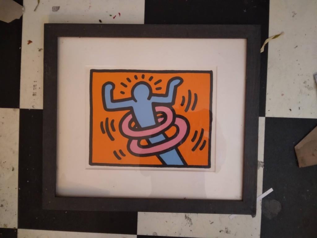 Twee originele en ingelijste Keith Haring zeefdrukken., Antiek en Kunst, Kunst | Litho's en Zeefdrukken, Ophalen of Verzenden
