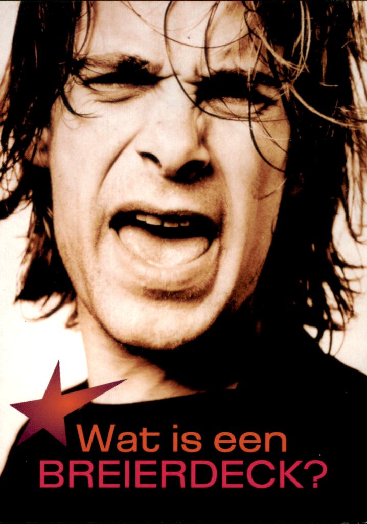 promotiekaart, hans Teeuwen, Wat is een breierdeck?, Verzenden, 1980 tot heden, Ongelopen, Sterren en Beroemdheden