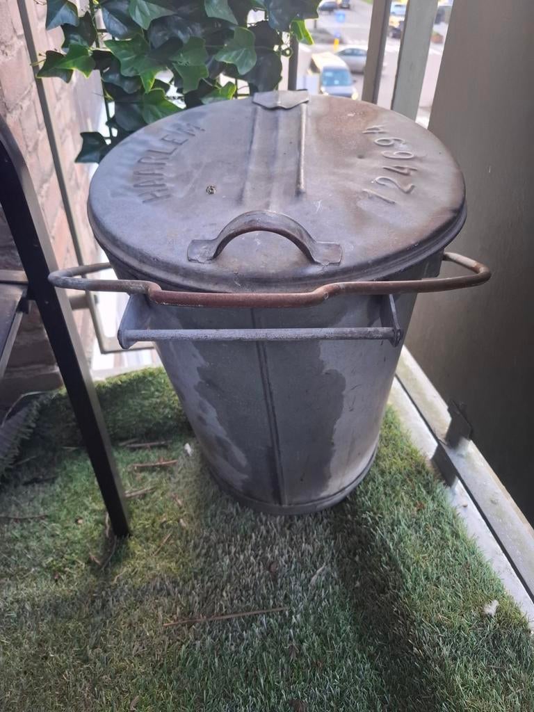 Vintage vuilnisbak Haarlem - Decoratief of functioneel, Ophalen, Gebruikt, 50 tot 75 cm, Metaal