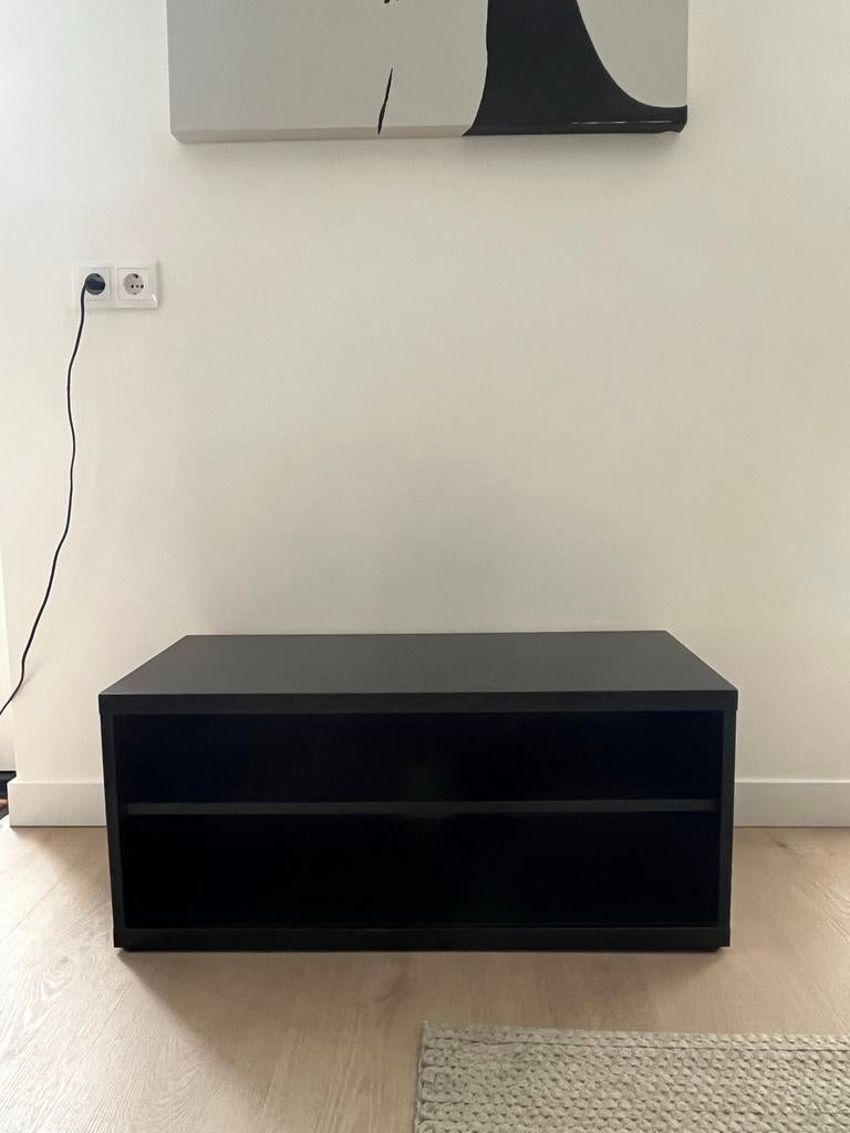 IKEA Mosjö TV meubel zwart/bruin - 90x40x38 cm, Huis en Inrichting, Ophalen, Gebruikt, 50 tot 100 cm, Minder dan 100 cm