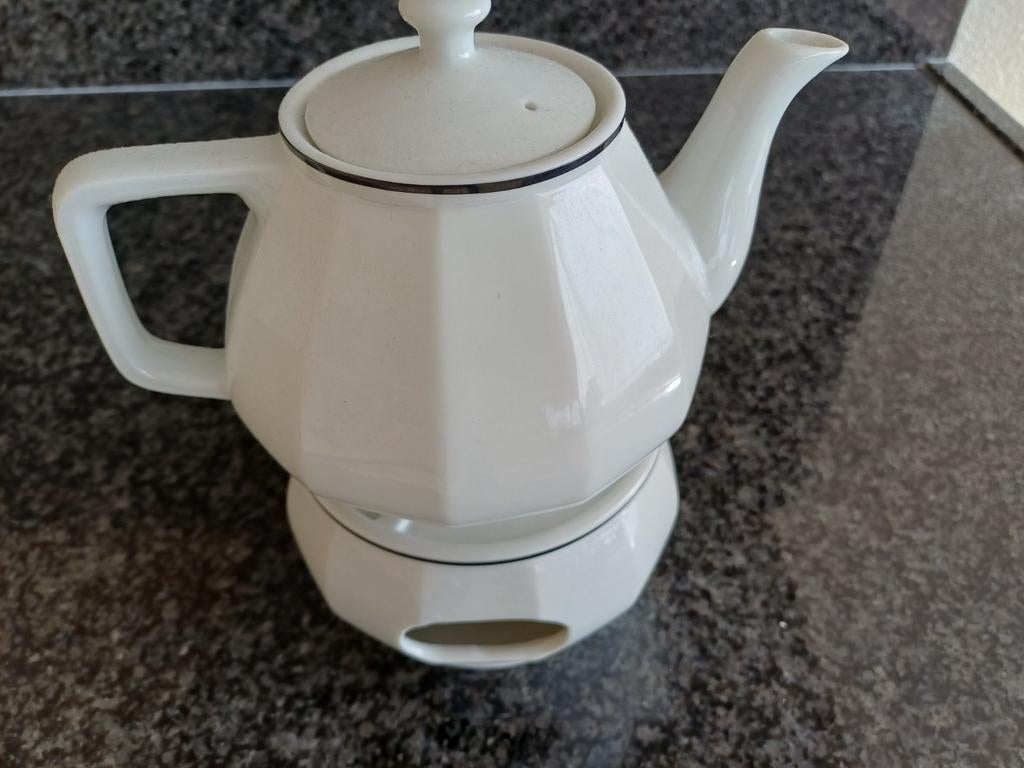 Porseleinen theepot met warmhouder - Bistro, Huis en Inrichting, Keuken | Servies, Overige typen, Ophalen of Verzenden, Zo goed als nieuw