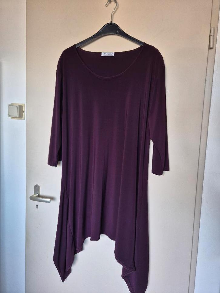 mooie JURK in mt.L/XL van MAGNA, Kleding | Dames, Jurken, Zo goed als nieuw, Maat 46/48 (XL) of groter, Paars, Onder de knie, Ophalen of Verzenden