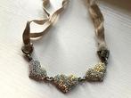 Otazu hearts statementketting Swarovski kristal + leer Y2K, Overige materialen, Ophalen of Verzenden, Zilver, Verstelbaar