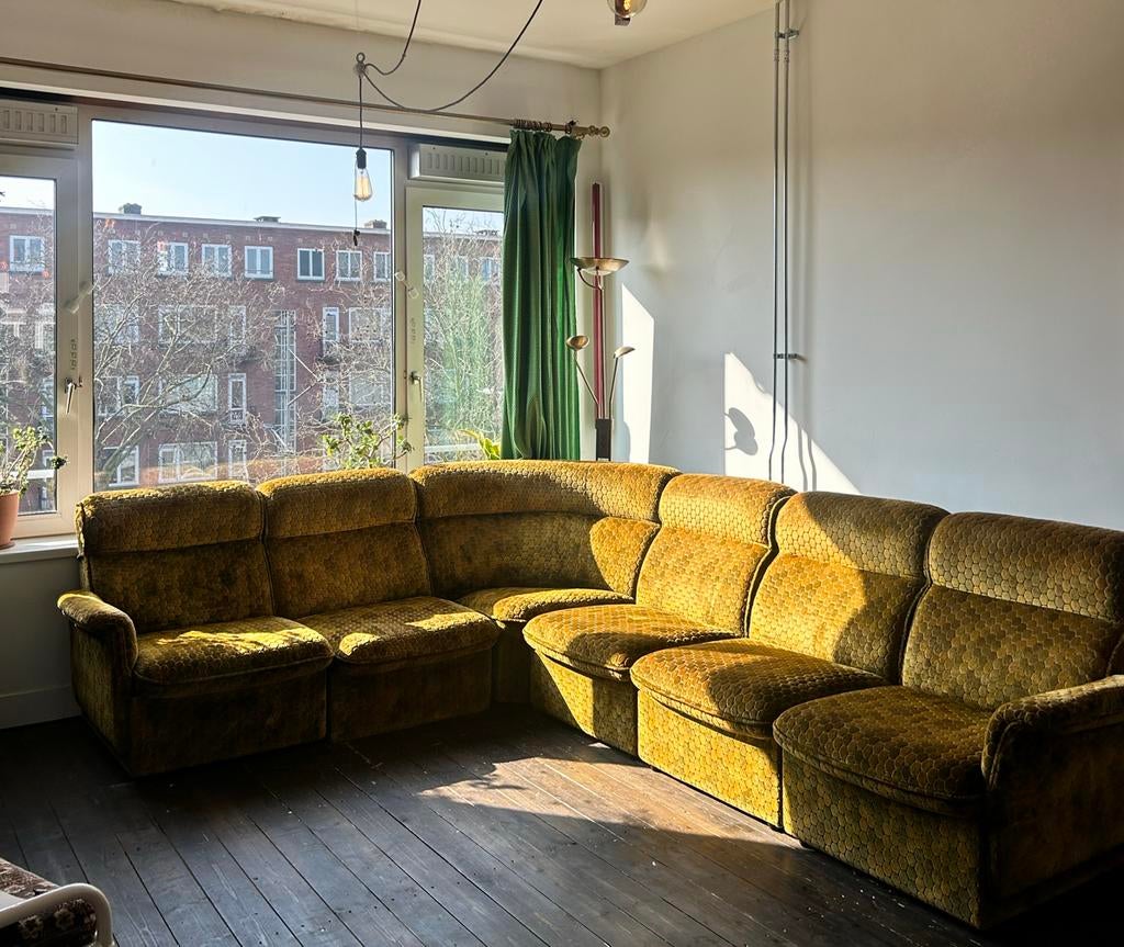 Vintage 70s Gele Honingraat Modulaire bank, Ophalen, Gebruikt, Stof