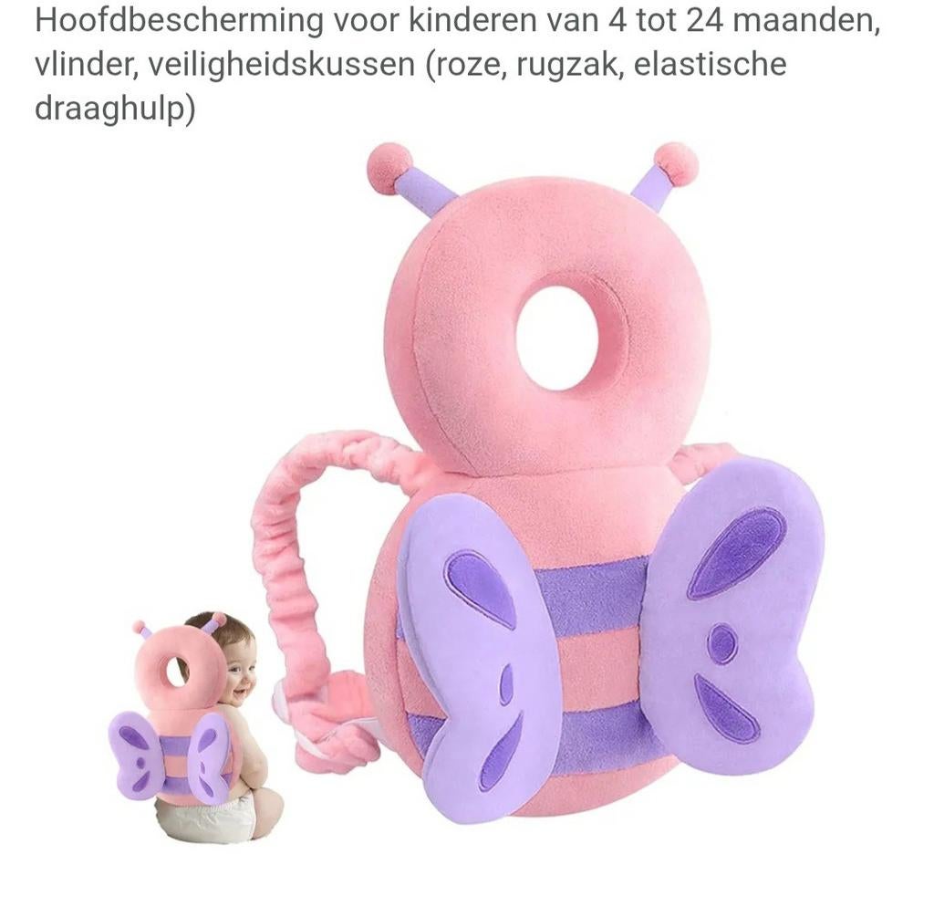 Veligheidskussen baby hoofdbescherming roze vlinder, Ophalen of Verzenden