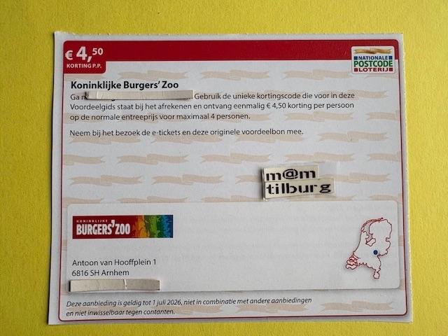 Koninklijke Burgers' Zoo €4,50 korting p.p., Tickets en Kaartjes, Drie personen of meer, Kortingskaart