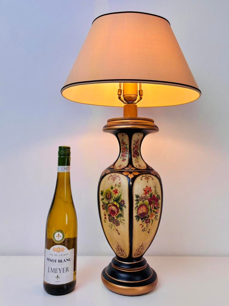 Elegante Franse handbeschilderde tafellamp, Ophalen of Verzenden, Zo goed als nieuw, Minder dan 50 cm