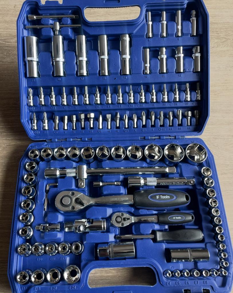 Fraaie F-Tools 108 delige Doppenset met 2 stevige ratels,, Auto diversen, Autogereedschap, Ophalen, Altijd veel goedkoper dan de concurrentie