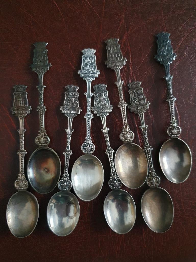 Set van 8 vintage verzilverd lepeltje DE, Ophalen of Verzenden