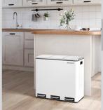 SONGMICS Afvalemmer 3x18L - Wit - Pedaalemmer NIEUW IN DOOS, Ophalen, Met pedaal, 50 tot 75 cm, Nieuw