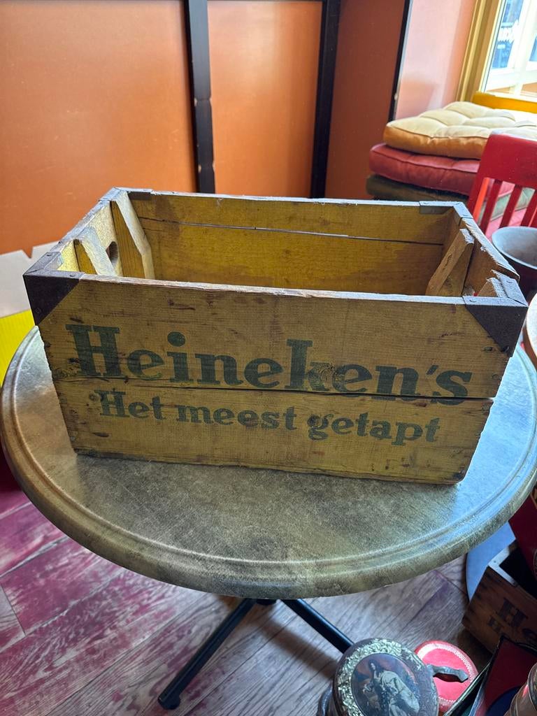 Vintage Heineken Bierkrat - 'Het meest getapt', Ophalen of Verzenden, Gebruikt, Gebruiksvoorwerp