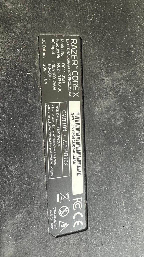 Razer Core X eGPU - Externe Grafische Kaart Behuizing, Ophalen, Zo goed als nieuw