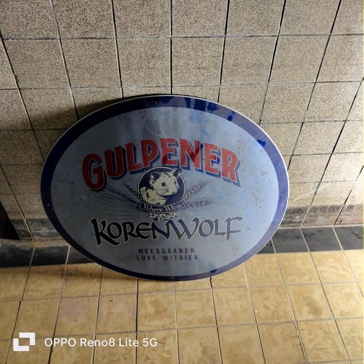 Vintage Gulpener Korenwolf Emaille Bord, Antiek en Kunst, Antiek | Emaille, Ophalen of Verzenden