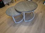 2 Grijze salontafels, Huis en Inrichting, Gebruikt, Rond, Minder dan 50 cm, 50 tot 100 cm