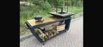 Handgemaakte Hout - Buitenkeuken - plancha, Tuin en Terras, Buitenkeukens, Ophalen, Nieuw, Houtskool, Vrijstaand