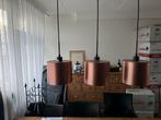 Set van 3 Koperen Hanglampen, Huis en Inrichting, Lampen | Hanglampen, Ophalen, Zo goed als nieuw, Metaal, 50 tot 75 cm