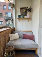 Palletbank + kussens grijs beige (zo goed als nieuw), Tuin en Terras, Tuinsets en Loungesets, Ophalen, Zo goed als nieuw, 2 zitplaatsen