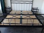 metalen bed 180x200 incl. bedbodems en nachtkastjes, Huis en Inrichting, Slaapkamer | Bedden, Ophalen, Gebruikt, Zwart, Tweepersoons