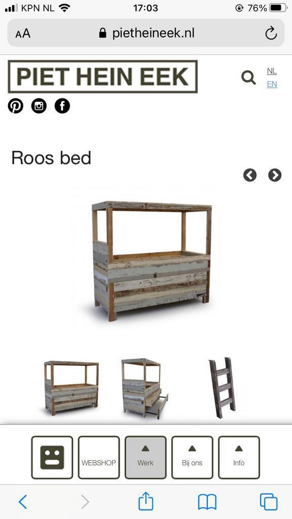 Piet hein eek stapelbed Roos, Huis en Inrichting, Slaapkamer | Bedden, Zo goed als nieuw, Eenpersoons, 90 cm, Hout, Ophalen