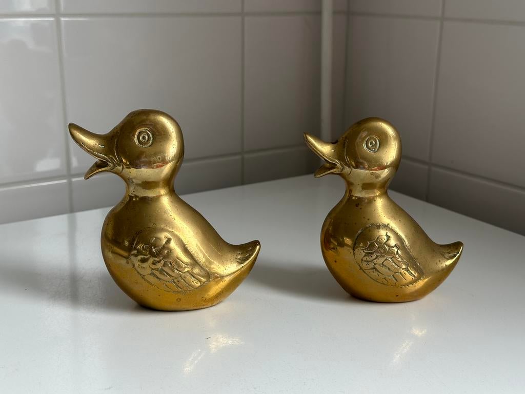 Vintage beelden van messing eenden, Ophalen of Verzenden, Zo goed als nieuw, Dier