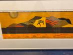 Zeefdruk Ronald Boonacker - geel goud - Mahe Island 57 x 116, Antiek en Kunst, Ophalen of Verzenden