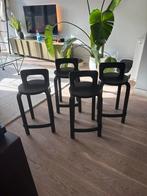 4x Artek Zwarte Barkrukken - Design Klassieker, Huis en Inrichting, Barkrukken, Ophalen, 60 tot 90 cm, Zo goed als nieuw, 4 krukken
