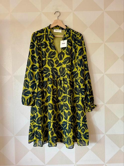Pom Amsterdam jurk blauw groen M/L/40 NIEUW, Kleding | Dames, Jurken, Nieuw, Maat 38/40 (M), Groen, Knielengte, Ophalen of Verzenden