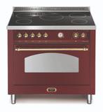 SHOWROOM Lofra Rustica 1-oven Bourgondisch rood Messing indu, Ophalen, 60 cm of meer, Nieuw, Inductie