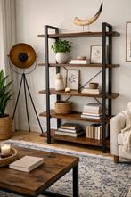 Moderne kast, donker bruin met zwart, Huis en Inrichting, Kasten | Wandmeubels, Ophalen, Met plank(en), Zo goed als nieuw, Minder dan 150 cm