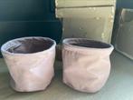 2 oud roze bloempotten van stof, Overige materialen, Rond, Ophalen of Verzenden, Zo goed als nieuw