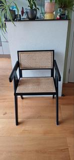 Vier Rotan eetkamerstoelen met zwart frame, Ophalen, Riet of Rotan, Zwart, Nieuw